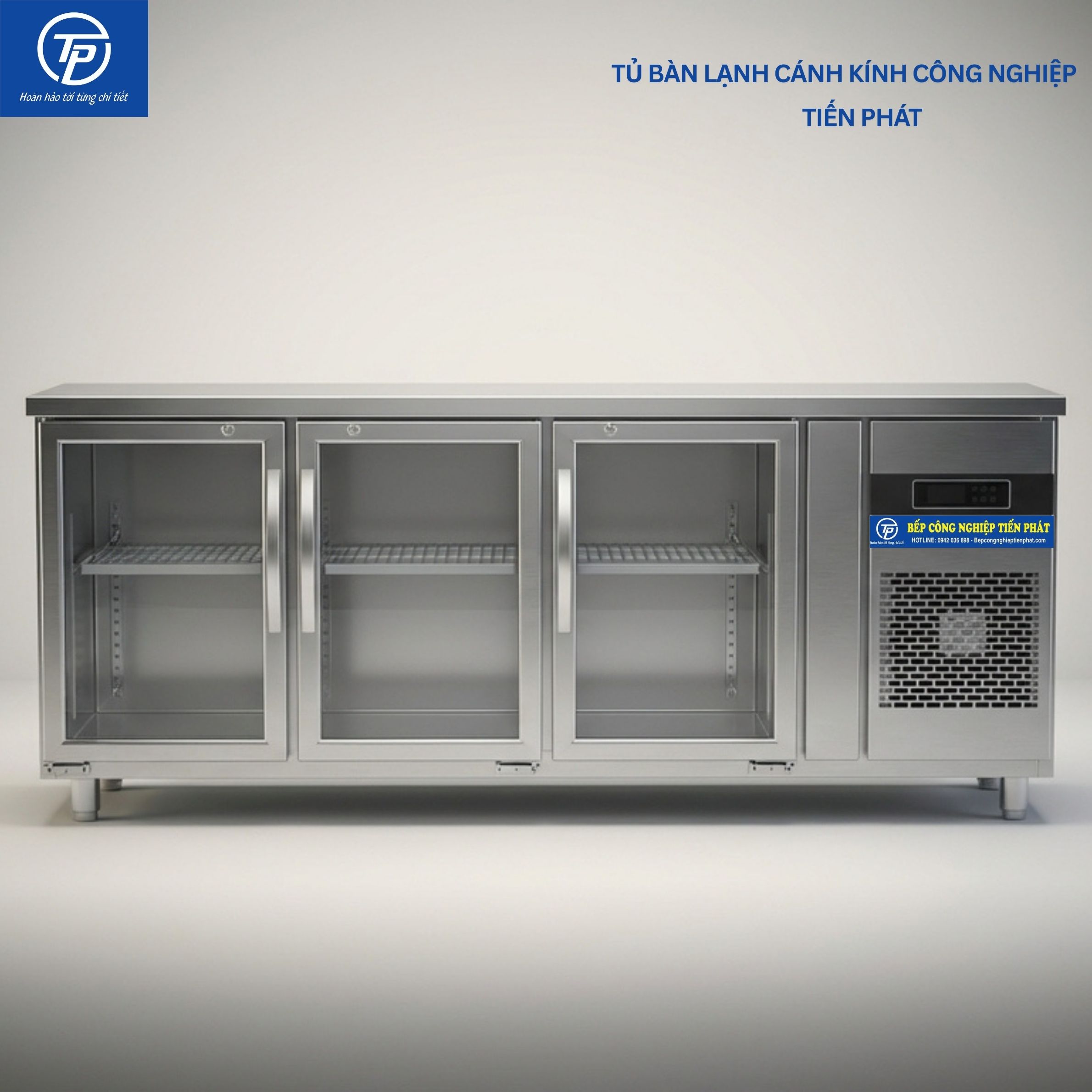 Tủ Bàn Lạnh 1.8 Cánh Kính Quạt Gió